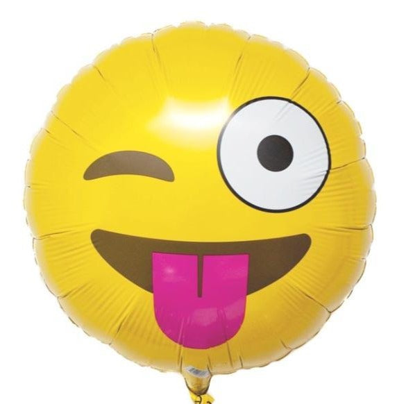 Winking Tongue Emoji Small Mylar Balloon