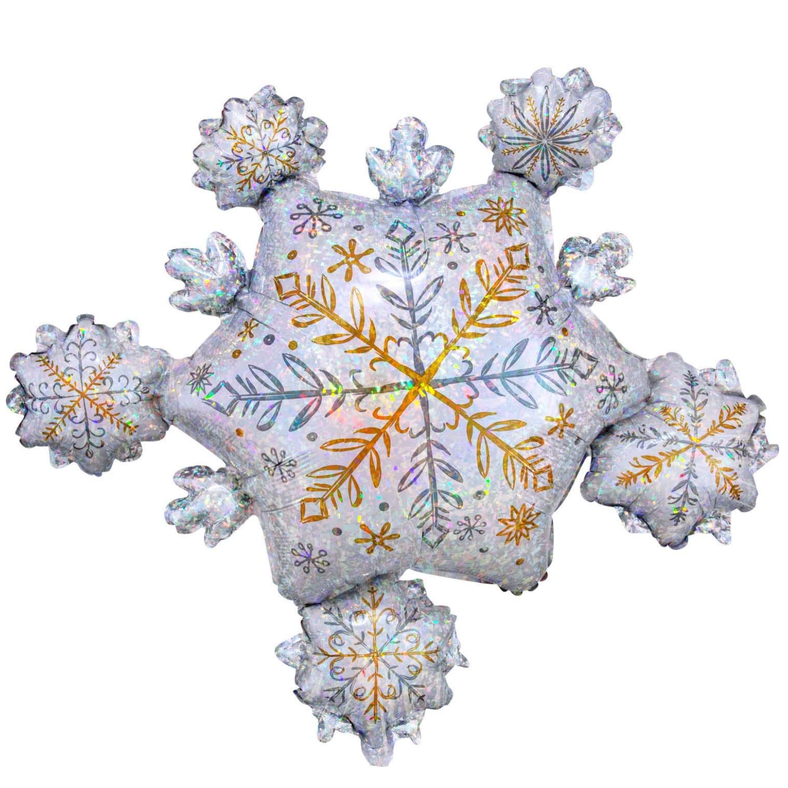 Holographic Gold and Silver Snowflake Balloon