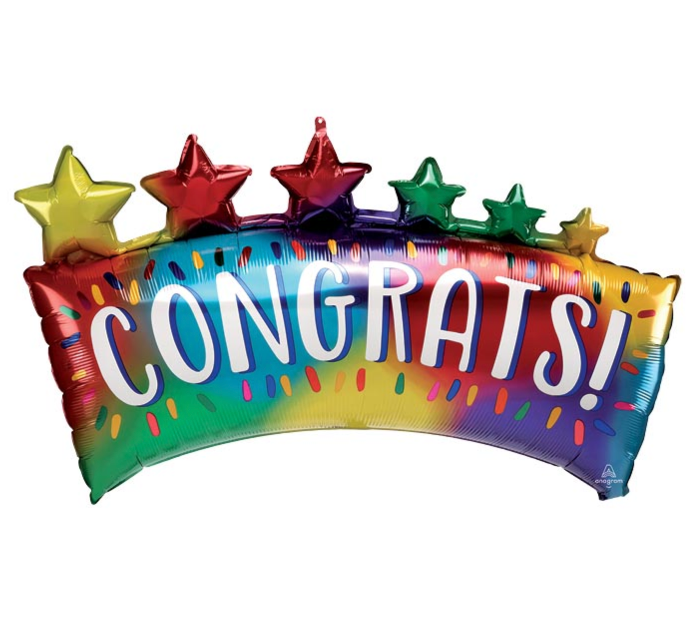 Rainbow Congrats with Stars Banner Balloon