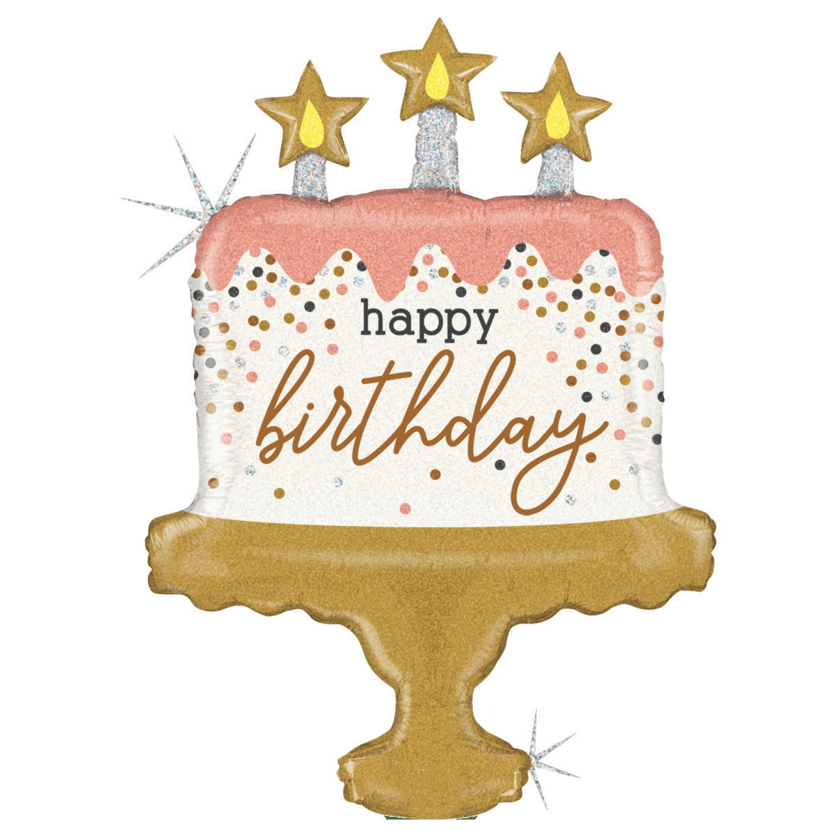 Happy Birthday Rose Gold Confetti Cake Balloon