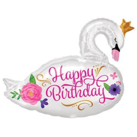 Happy Birthday Swan Balloon