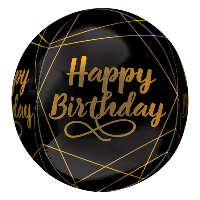 Black Birthday Orb Balloon
