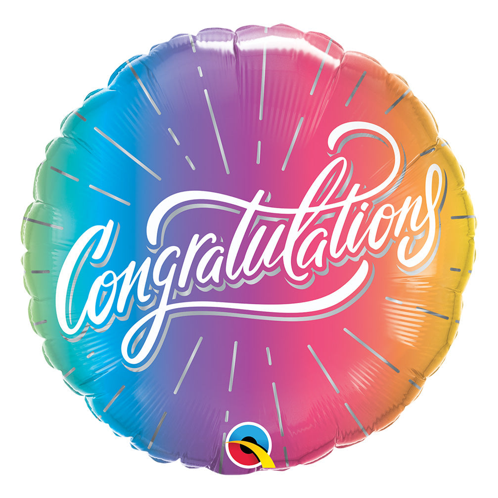 Congratulations Rainbow Ombre Small Balloon