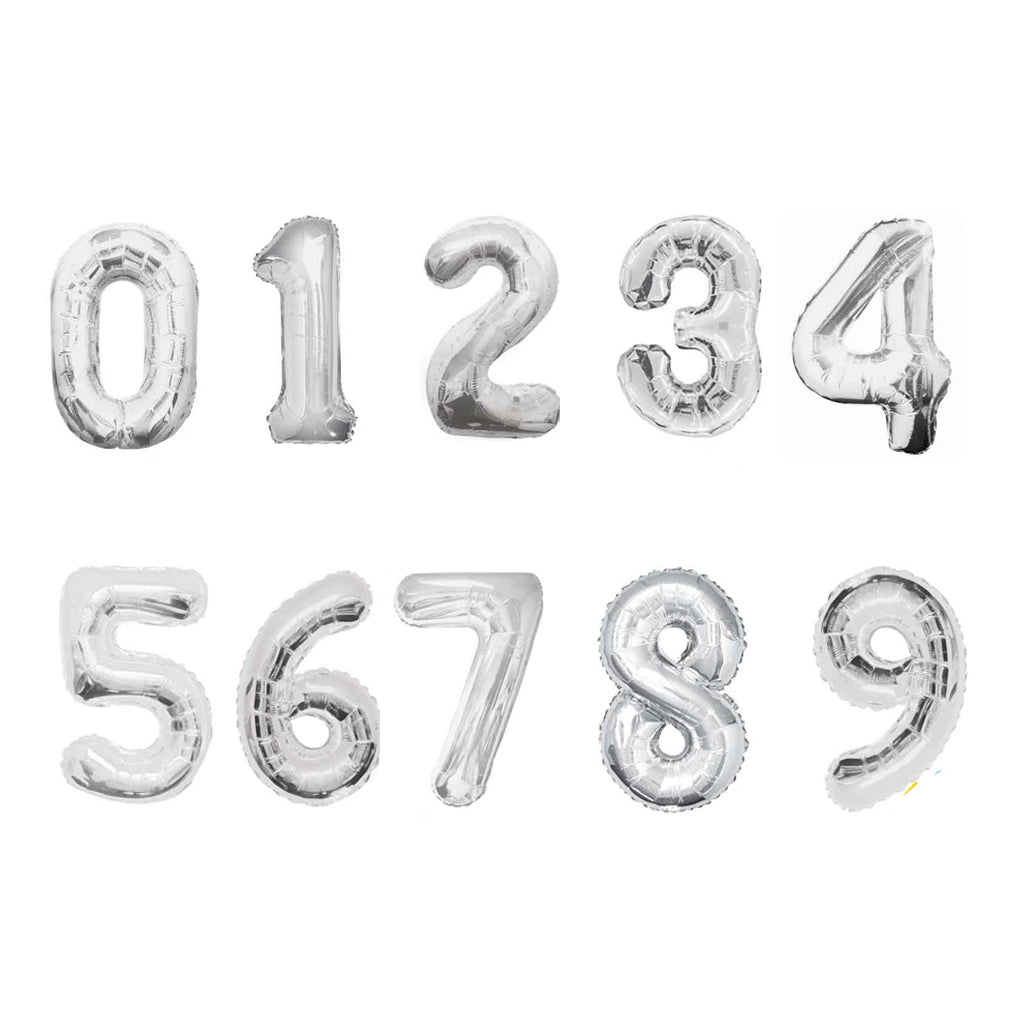 34" Silver Number Balloon